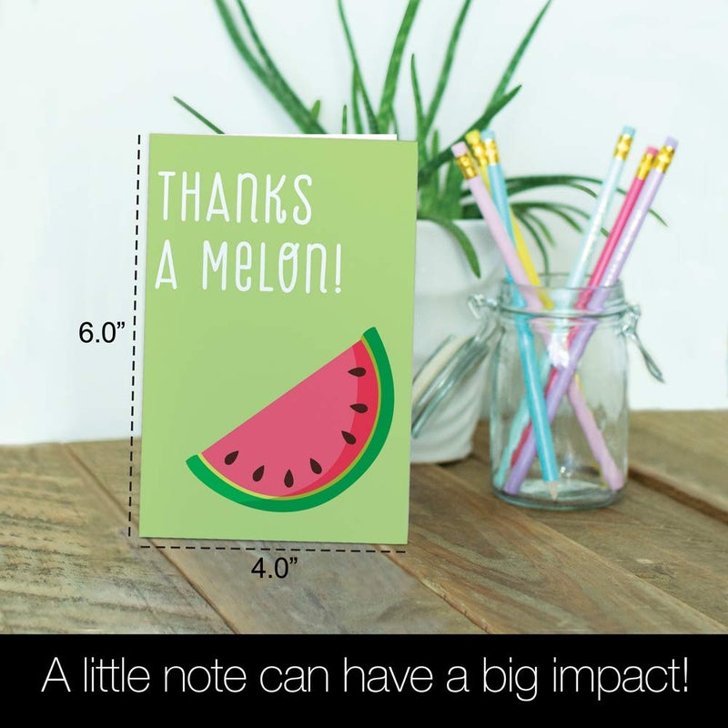 Tree-Free Greetings - Thank You Cards - Artful Designs - 12 Cards + White Envelopes - Made in USA - 100% Recycled Paper - 4 x 6 - Thanks a Melon (TK30404) - Image 5